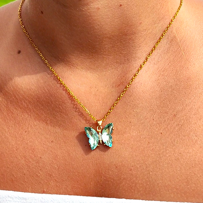 🦋💎MARIPOSA CON CADENA SERPIENTE Y DE ESLABONES🩵